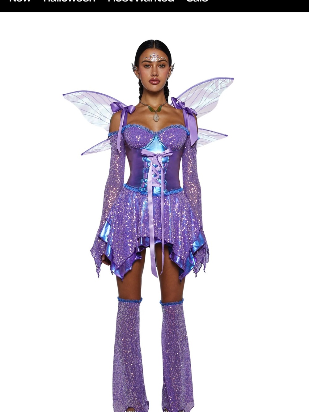 Dolls Kill Trick N Treats Women’s Purple Asymmetrical Fairy Dress with Sequins